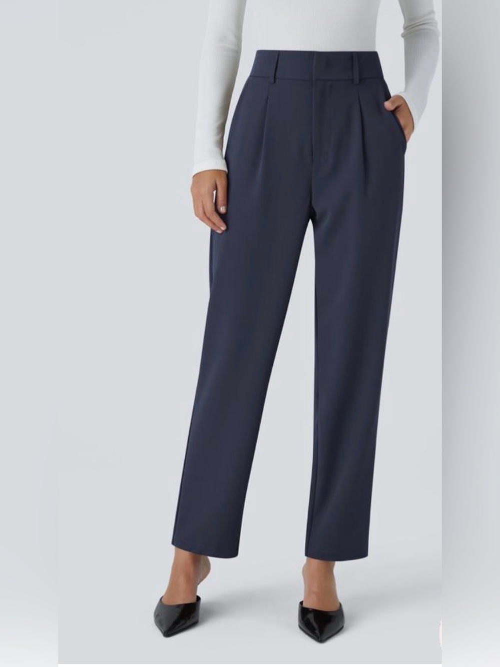 NWT HALARA Flex™ High Waisted Pocket Work Tapered Pants Dark Blue Small Regular